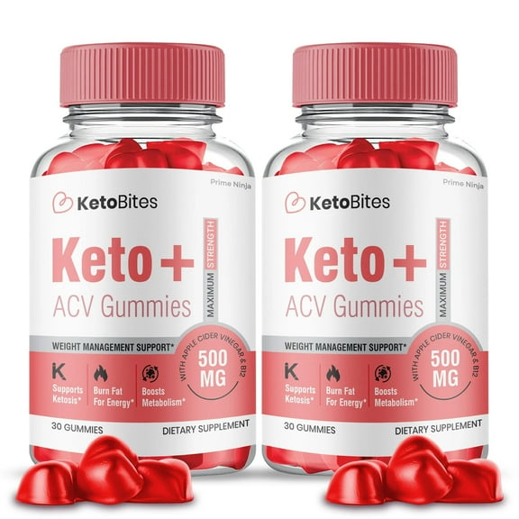 (2 Pack) Keto Bites ACV Gummies, Apple Cider Vinegar, Max Strength, 2 Month Supply Dietary Supplement, Made in USA