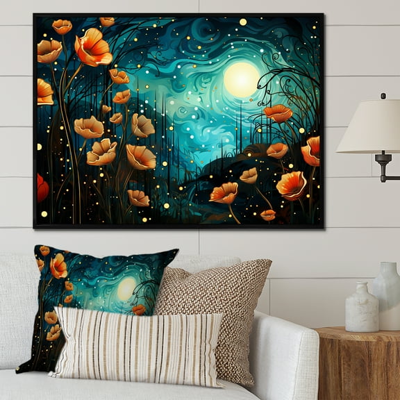 Designart "Revisiting Monet's Garden Landscape I" Fashion Framed Wall Art - Glam Yellow Classics Hallway Framed Wall Art Decor