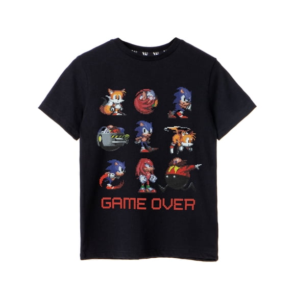 Sonic the Hedgehog Game Over Boys Black Short Sleeved T-Shirt | 13-14 Years | Made by Vanilla Underground