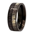 thumbnail image 2 of Wedding Ring Men Women 8mm Black Tungsten Wedding Band w/ Duo Antler & Wood, 2 of 4