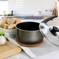 thumbnail image 2 of Oster 2.5 Quart Merrion Nonstick Aluminum Saucepan with Lid in Metallic Grey, 2 of 7