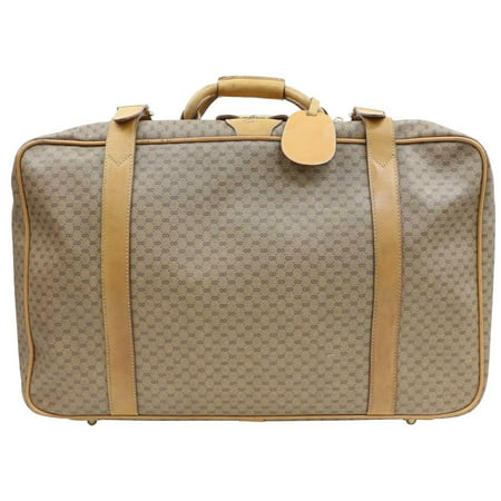 Micro Gg Logo Monogram Suitcase Luggage 870257 Brown Coated Canvas Weekend/Travel