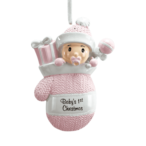 Baby Girl Mitten (Pink) Round Disc Ornament