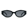 thumbnail image 3 of Womens Mod Oval Beveled Plastic Angular Fashion Sunglasses All Black, 3 of 8