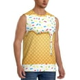 thumbnail image 2 of Bixox Men's White Ice Cream Printed Shirt Sleeveless Fitness Tank Top-Small, 2 of 7