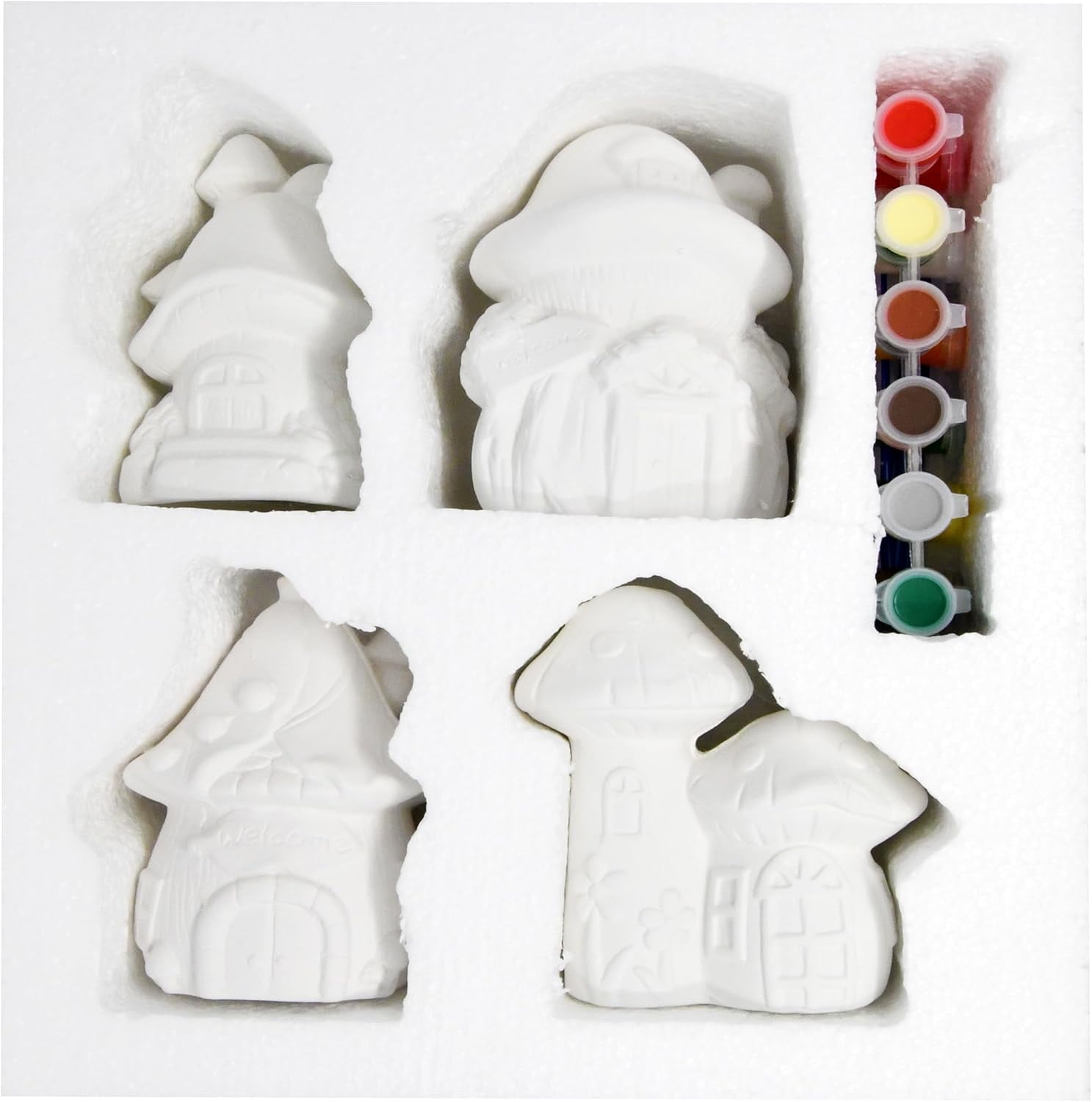 Gift Boutique Set of 4 Paint Your Own Mini Fairy Garden House Gnome Statue