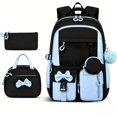 thumbnail image 3 of Weebloom Bow School Backpack With Lunch Box Pencil Case For Kids Girls Cute 3Pcs School Bags Set Three Piece Daypack Large Bookbag Elementary Middle High School Blue, 3 of 5