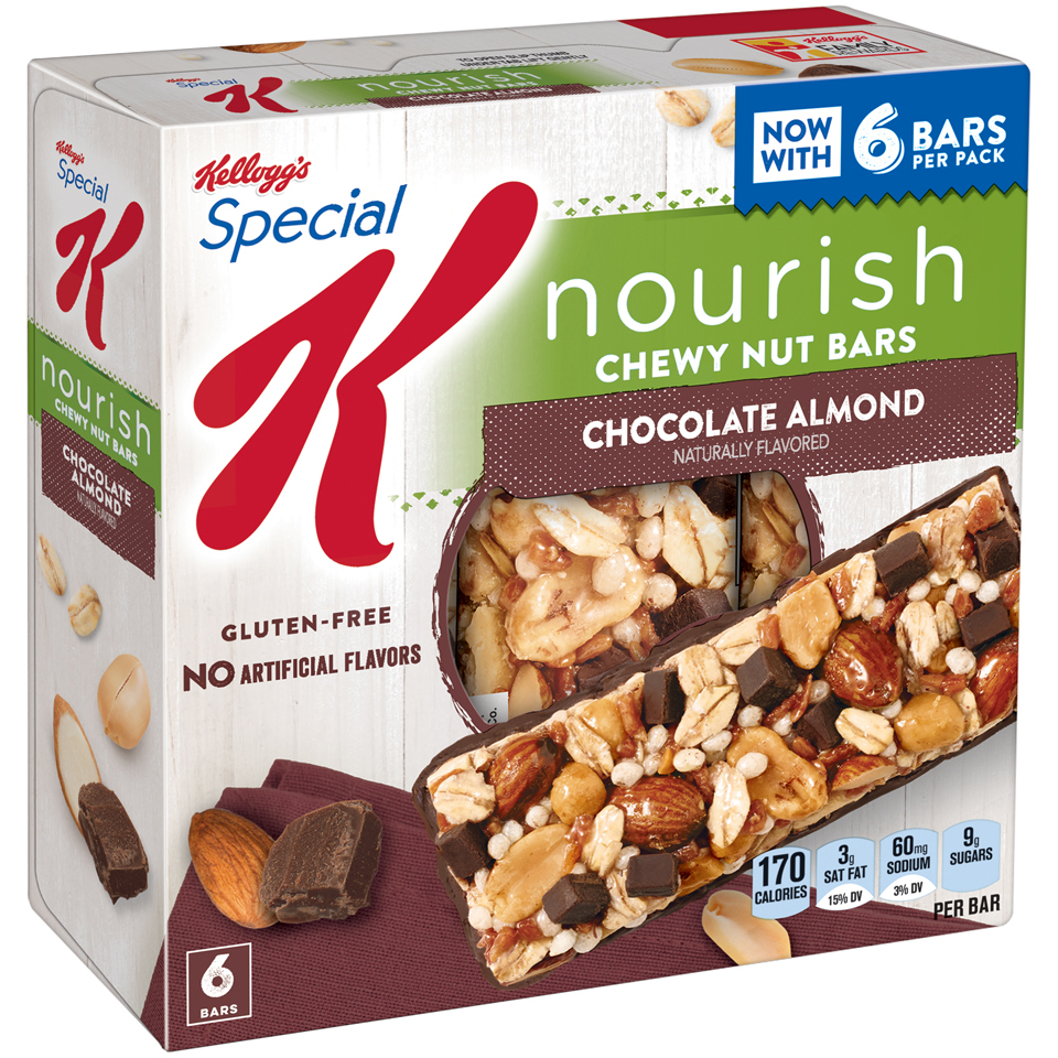 Kellogg's Special K Chewy Nut Bars, Chocolate Almond, Gluten Free, 6.96
