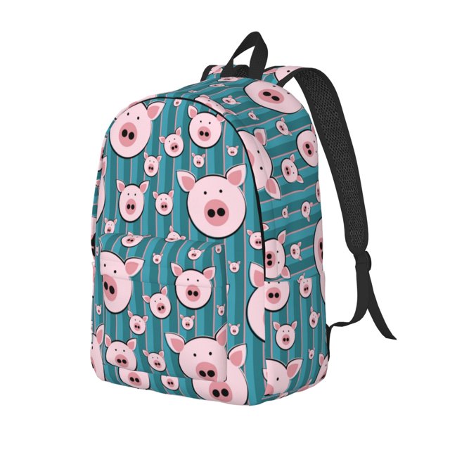 Easygdp Funny Pig Faces for Durable Canvas Laptop Backpack - Adjustable Shoulder Strap, Large Capacity, Fits 15-17in Laptops, for School, Work, Travel-Small