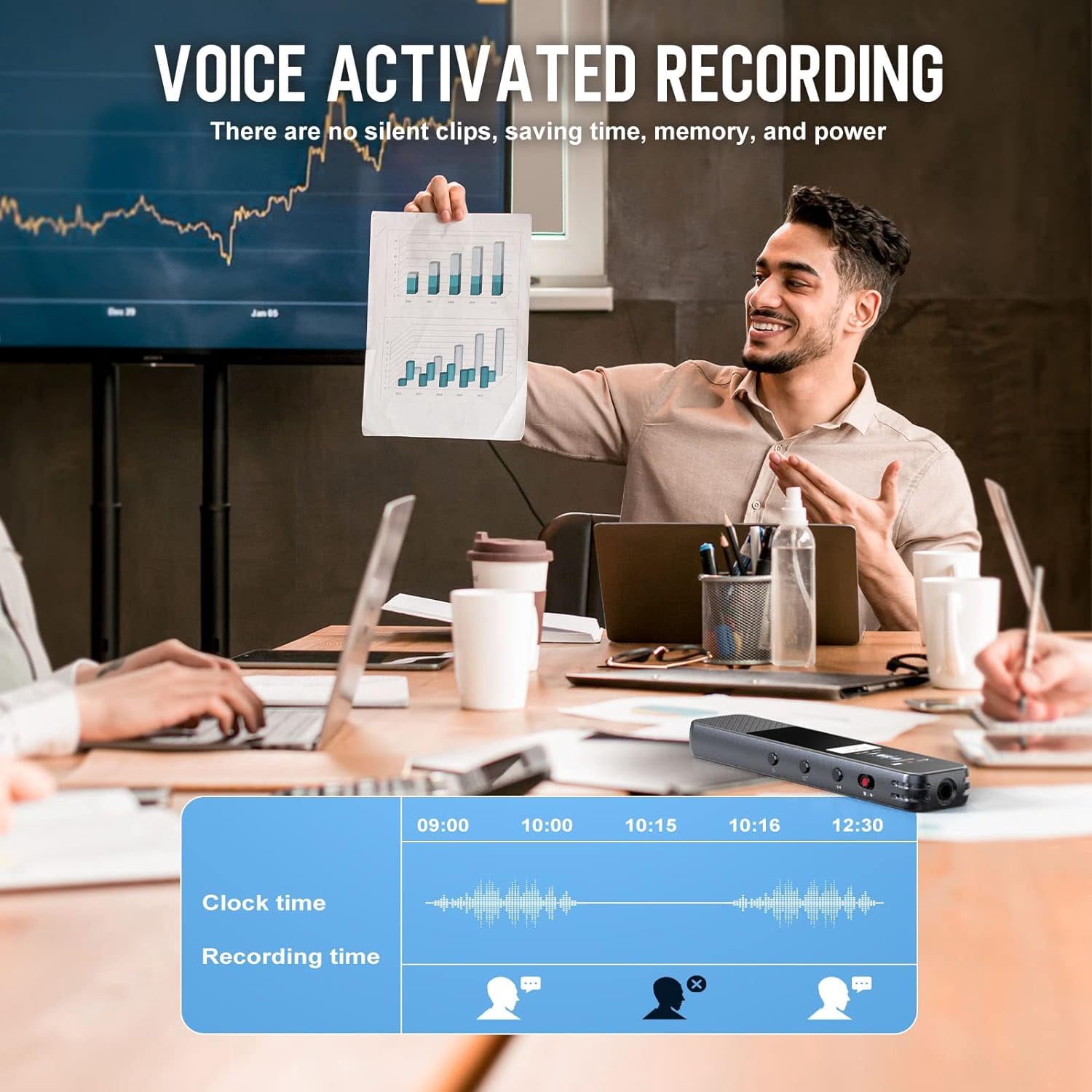 64GB Digital Voice Recorder, COCONISE Audio Recorder with 3072Kbps HD Recording, Voice Activated Recorder for Lecture with MP3 Player, A-B Loop Playback, Password, Accelerate Function