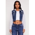 thumbnail image 2 of Womens WAX Distressed Hooded Jean Jacket, 2 of 4
