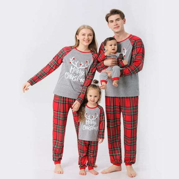 Christmas Sale! Family Matching Pajamas Christmas Jammies Clothes Cotton Holiday Sleepwear Sets Long Sleeve Pjs