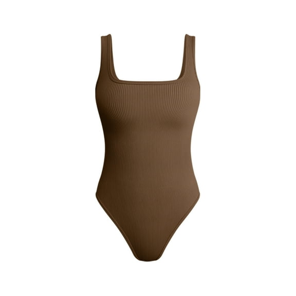 OQQ Women's one Piece Bodysuits Sexy Ribbed Sleeveless Square Neck Tank Tops Leotard 2025 Trendy Outfits