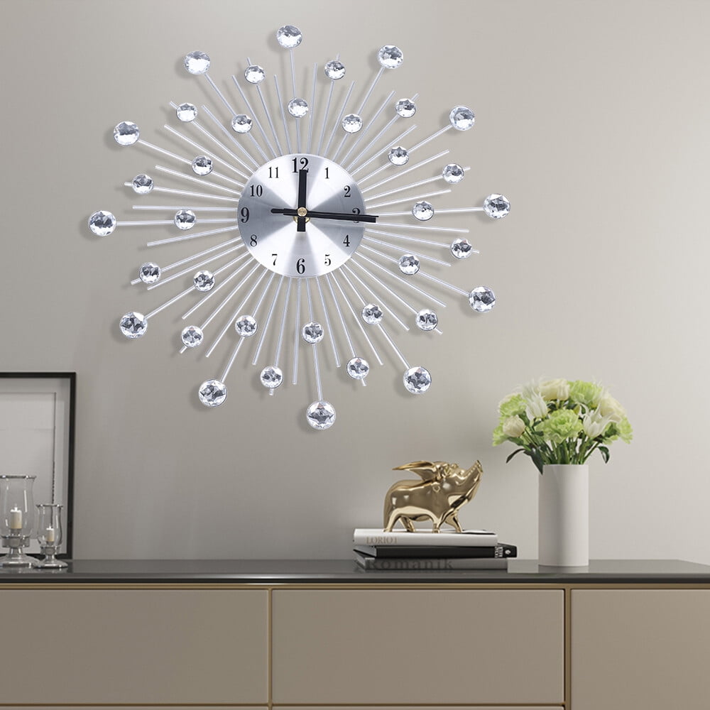 Modern Large Wall Clock 3D Metal Wall Watch Silent Home Living Room Luxury Decor