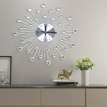 Elegant Round Wall Clock with K9 Crystal Accents – Silent Quartz Movement, Durable Iron & Aluminum Construction, Modern Home Decor – Perfect for Living Rooms, Offices & Gifts