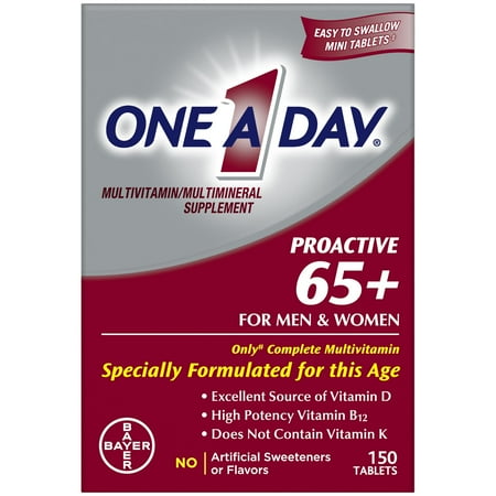 (2 pack) One A Day Proactive 65+ Multivitamin Tablets for Men and Women, 150ct