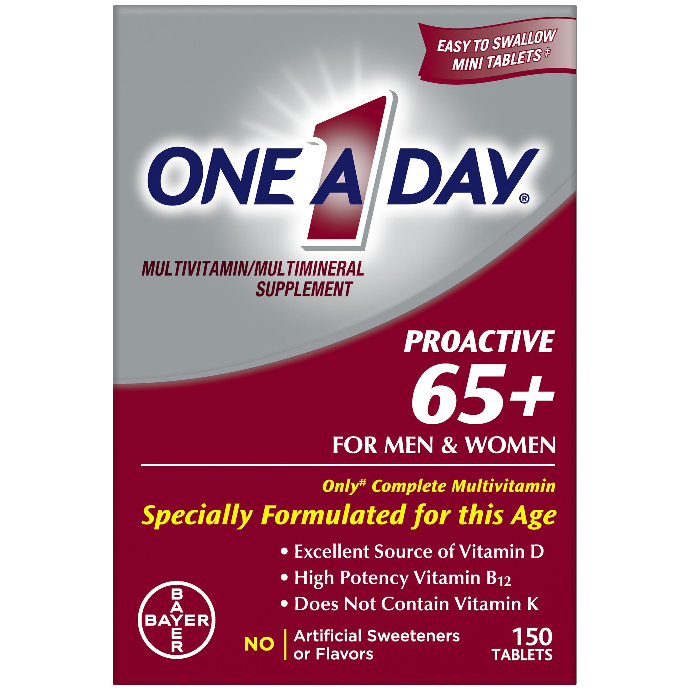 One A Day Proactive 65+ Multivitamin Tablets for Men and Women, 150ct - image 5 of 9