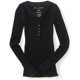 thumbnail image 1 of Aeropostale Mujer Shimmer Knit Henley Shirt, Negro, X-Large Aeropostale henley, 1 of 1
