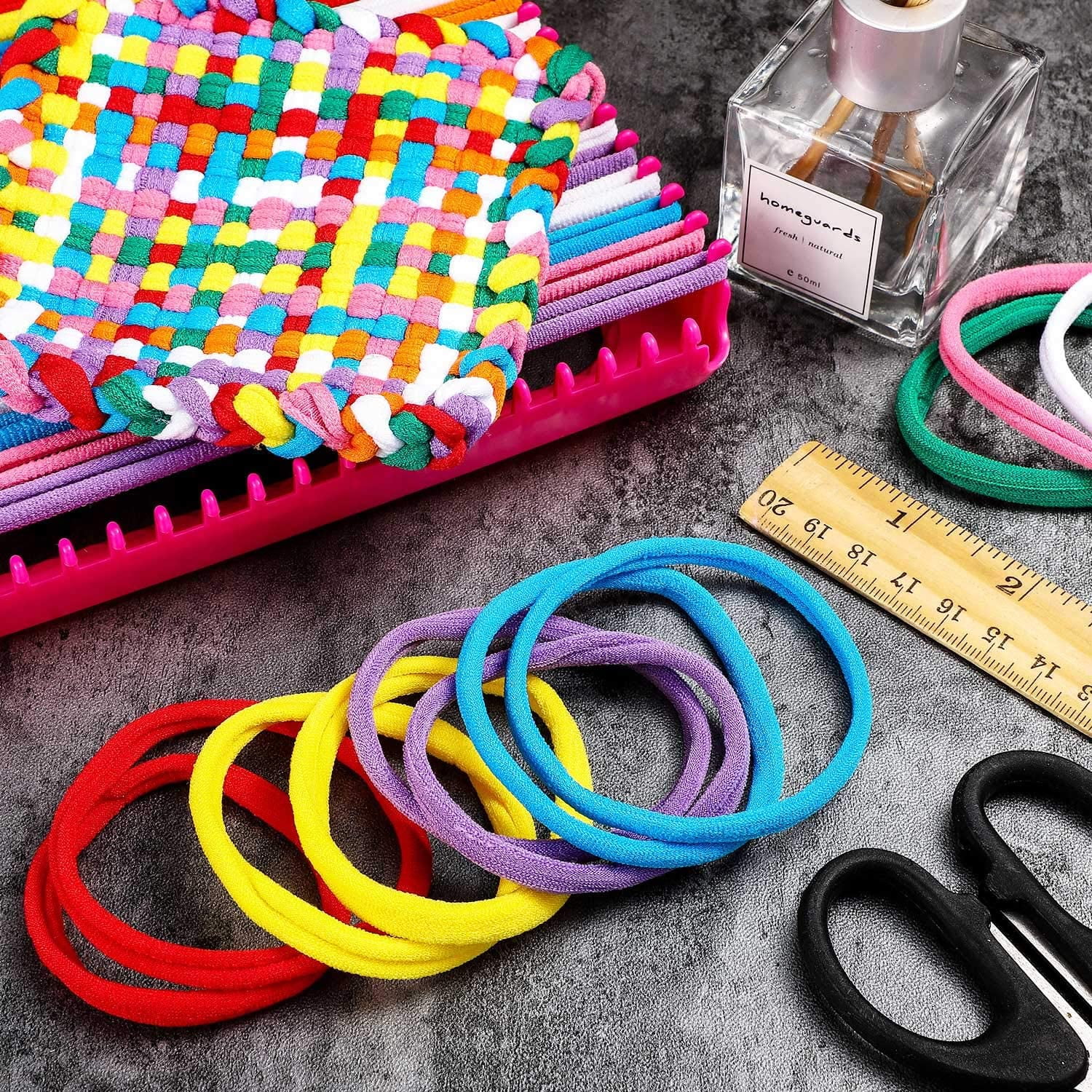 90 Pcs Loom Potholders Loops, 6 Colors Elastic DIY Loops Weaving Crafts Kit  Compatible with 7 inch Weaving Loom for Kids, Adults and Beginner 