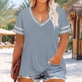 thumbnail image 6 of BUIGTTKLOP Oversized T-Shirt for Women V Neck Short Sleeve Shirts Solid Color Summer Basic Tees Loose Tunic Tops, 6 of 8