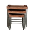 thumbnail image 2 of Set Of 3 Wood Top Nesting Table With Side Handles And Galvanized Metal Base, 2 of 5