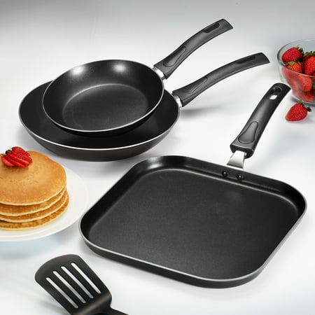 Tramontina 3 Pk EveryDay Black Nonstick Fry Pan/Griddle Set