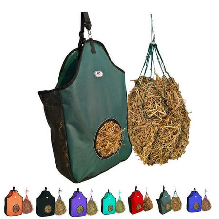 Majestic Ally 1200D Hay Feeder Tote Bag for Horses & Sheep - Premium Nylon Mesh  Reflective Trim  Simulates Grazing  Reduces Waste - Includes 36 Hay Net