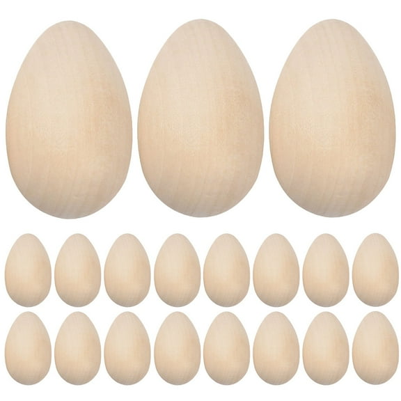 40 Pcs Imitation Eggs Blank Wooden for Crafts Fake