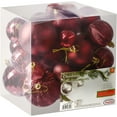 thumbnail image 3 of Prextex Wine Red Christmas Ball Ornaments for Christmas Decorations - 36 Pieces Xmas Tree Shatterproof Ornaments with Hanging Loop for Holiday and Party Decoration (Combo of 6 Styles in 3 Sizes), 3 of 7