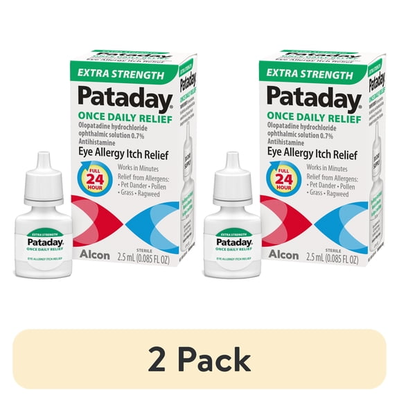 (2 pack) Pataday Once Daily Extra Strength Eye Itch Allergy Relief Eye Drop for Adults & Children 2+, 2.5 ml