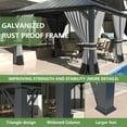 thumbnail image 4 of Kullavik 12'x20' Hardtop Gazebo, Outdoor Double Roof Canopy with Netting and Curtains, Galvanized Metal Frame, Sunshade for Patio, Backyard, Deck and Lawns-Gray, 4 of 7