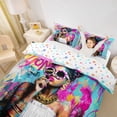 thumbnail image 2 of Castle Fairy Black Girl Bedding,Colorful Graffiti Splash Duvet Cover Full,Pink Turquoise,1 Duvet Cover and 2 Pillowcases, 2 of 6