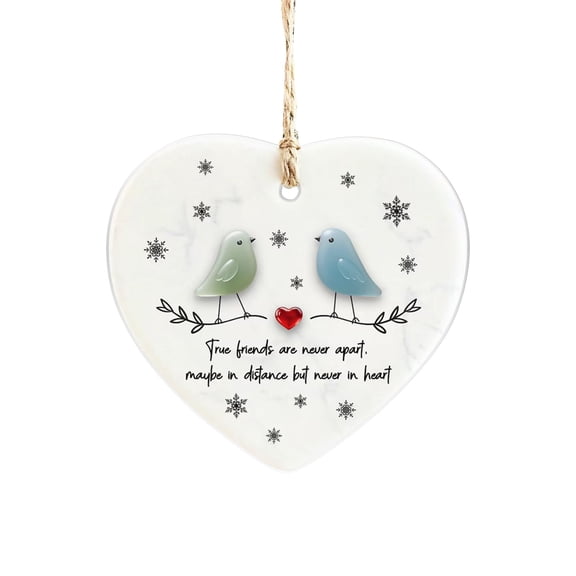 Heart Shaped Sea Glass Friendship, 2D Acrylic Heart-Shaped Sea Glass Friendship Decoration - Handcrafted Ocean-Inspired Keepsake, Tree Hanging Design - For Friends, Sisters,