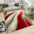 thumbnail image 2 of Red and White Marble Area Rugs, Golden Curved Lines Simple Art Living Room Carpet, Lounge Rug Durable Enough Soft Texture Apply to Living Room Study Bedroom,3ft x 5ft, 2 of 5