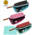 thumbnail image 3 of [3 PACK], JAVOedge Double Eyeglass Case Fits 2 Frames in 1 Soft PU Zipper and Pouch Style Storage with Microfiber Cloth, 3 of 7