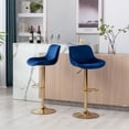 thumbnail image 2 of Chrome Footrest and Base Swivel Height Adjustable Mechanical Lifting Velvet + Golden Leg Simple Bar Stool,Set of 2,Navy, 2 of 9