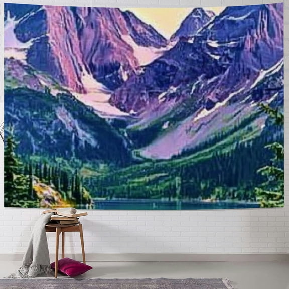 BCIIG Sunset Mountain Lake Tapestry Forest Tree Nature Landscape Tapestry Colorful Sunrise Tapestry Psychedelic Wall Hanging Headboard Tapestry for Bedroom Living Room Home Decor  40x60inch