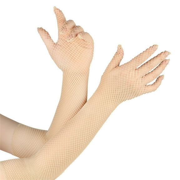 Women's Solid Color Fishnet Gloves, Stretchy Mesh Party Gloves for Cosplay and Nightclub, Evening Gloves for Dancing and Costume Events,Breathable Net Gloves for Women, Fashion Dance Club Accessories
