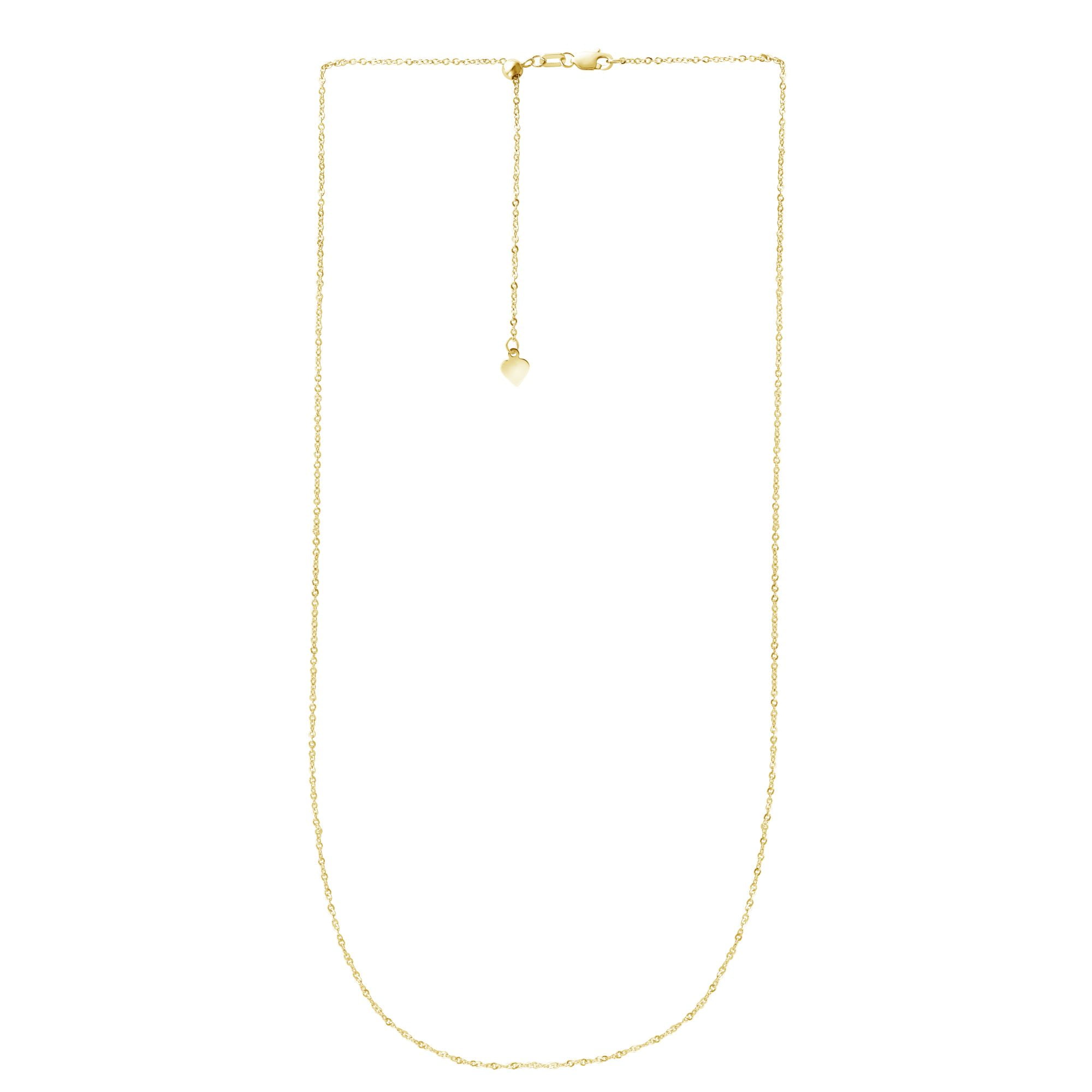 14K Yellow Gold 1.15MM Diamond-Cut Rope Link Chain Necklace