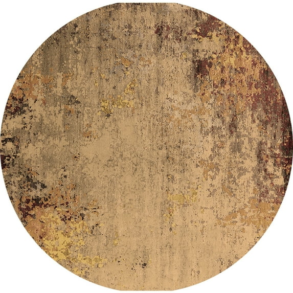 Ahgly Company Indoor Round Oriental Brown Industrial Area Rugs, 5' Round