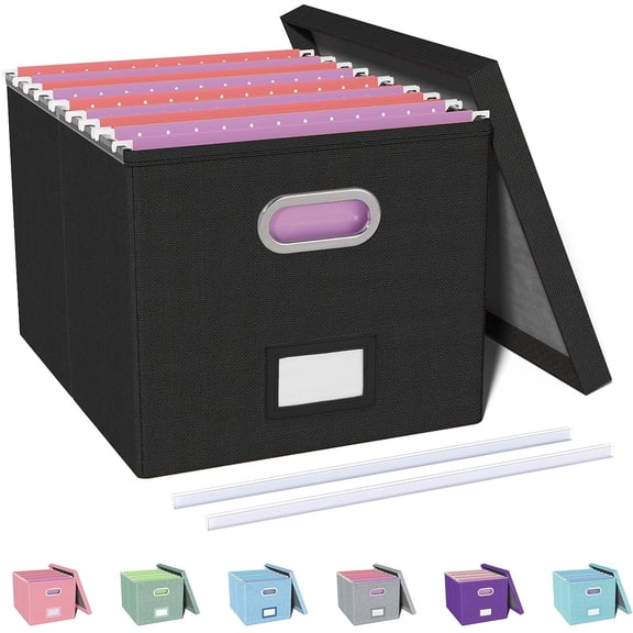 File Organizer, File Box, File Cabinet for Letter File Folder Storage, Hanging File Organizer for Office/Decor/Home,Document Organizer, 1 Pack,Black-Box Only