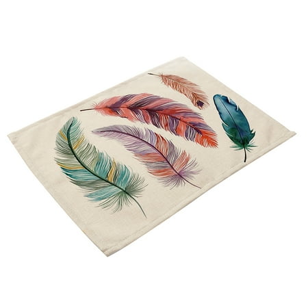 

1Pcs Colorful Feather Pattern Cotton and Linen Pads 42 x 32cm-E