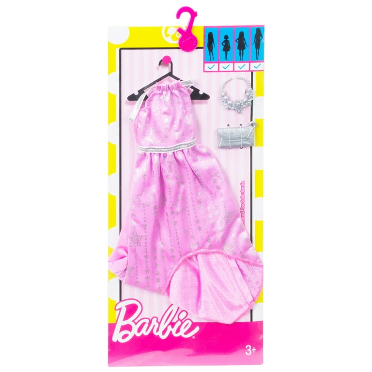 Barbie Doll Clothes Fashion Pack Starry Print Dress, Jewelry