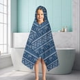 thumbnail image 6 of Blue Geometric Pattern with Elephants Hooded Bath Towel，50"x30" for Ages 3 To 12 Kids, Quick Dry Lightweight Soft Microfiber Hood Beach Towel Cover Up for Kids, 6 of 7