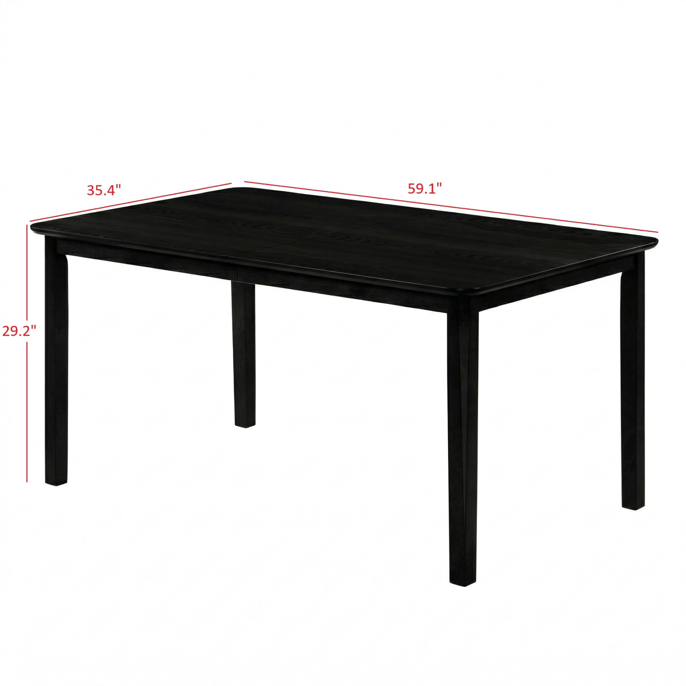 Home Design Vinita Rectangular Dining Table with Rounded Corners, Black