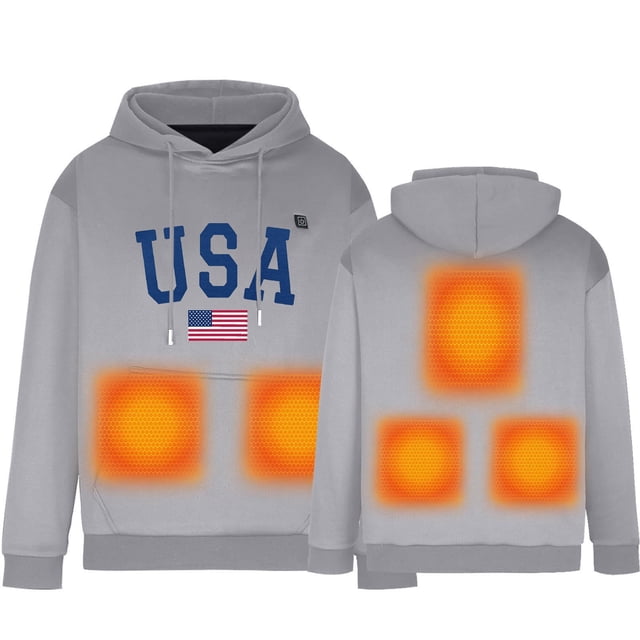 Chandail à Capuchon à Fermeture Éclair Extra Long Robe Décontractée pour Femmes Chandail en Molleton pour Femmes Chandail à Fermeture Éclair Tunique Tricotée Hiver Chandail à Capuche Chauffant pour Hommes et USB Température Constante Cinq Gris m
