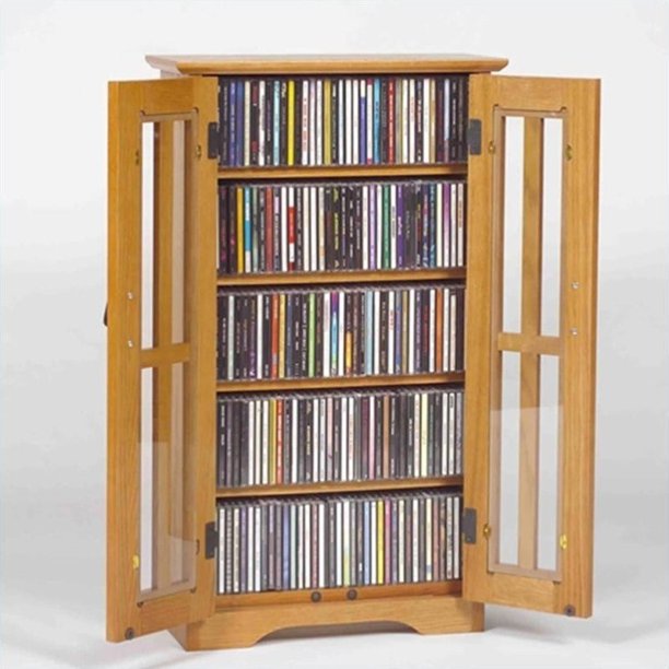 Leslie Dame Wall Hanging Multimedia Cabinet in Oak - Walmart.com