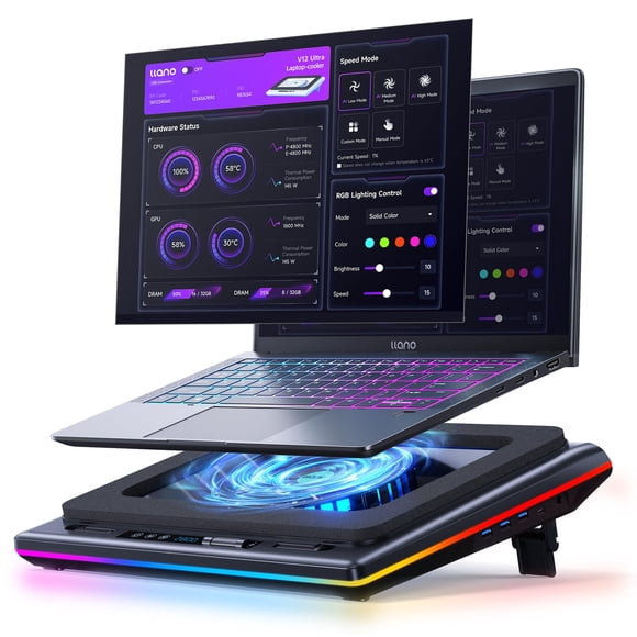 Base de Refrigeración para Laptop llano V12 Ultra RGB con Ventilador de 5.5" y USB 3.0