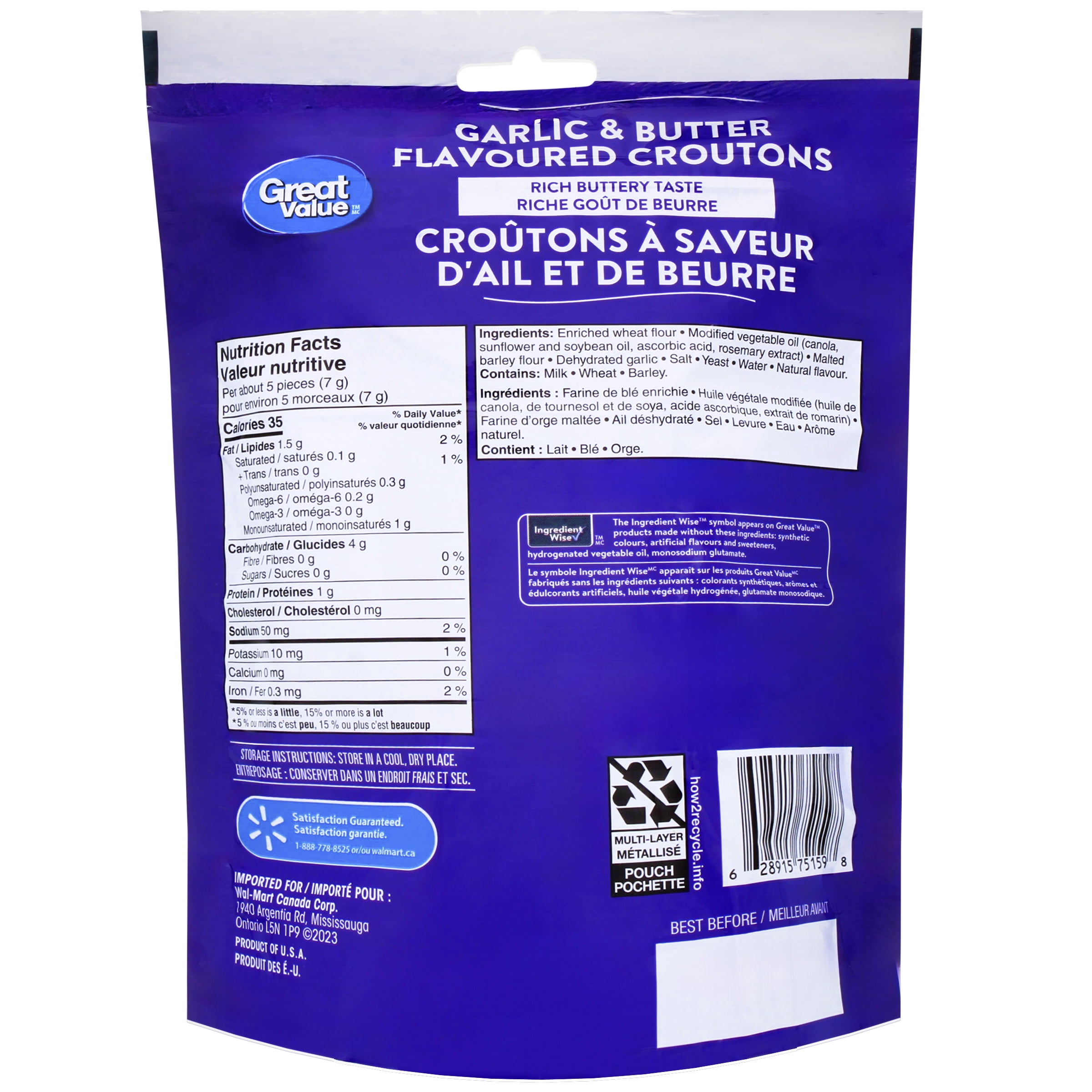 Great Value Garlic and Butter Flavoured Croutons