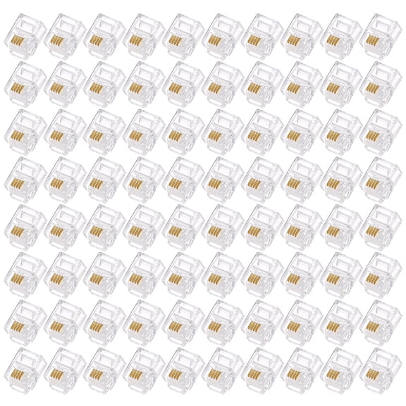 Uxcell Telephone Modular Plug Male RJ11 Connectors, Copper Core 6P4C Clear 80pcs
